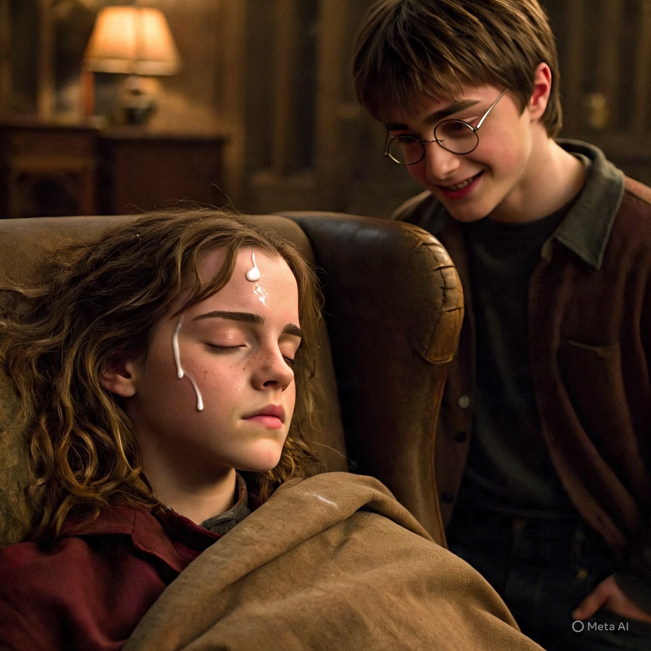 w9JFpwAv Harry had fun when Hermione was sleeping (Harry se divertiu enquanto Hermione dormia) 04.jpg